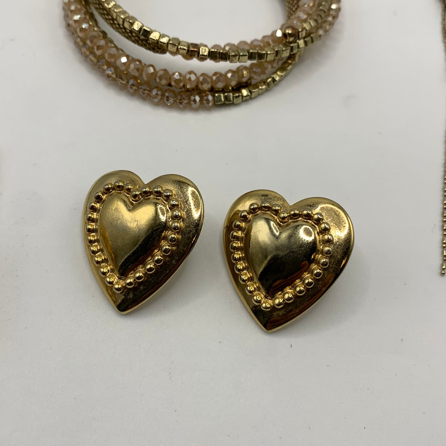 Mixed Lot - Alfani Necklace, Austrian Crystal Brooch Pendant, Pierced Heart Shape Studs, Rhinestone Beaded Wrap