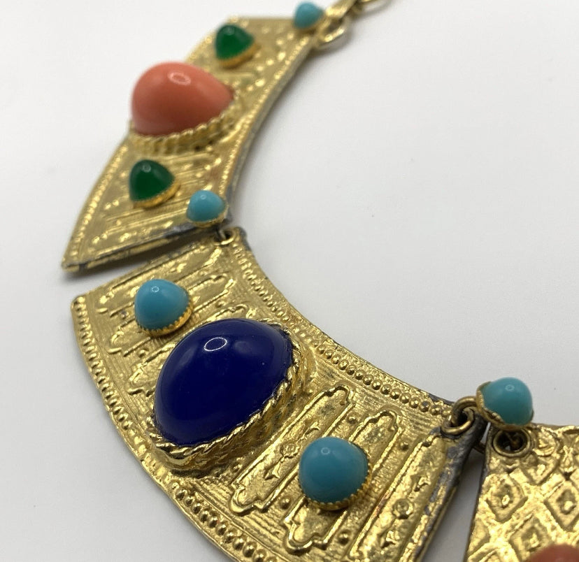 Vintage Juliana D&E Egyptian Revival Cleopatra Collar Necklace Book Piece Runway