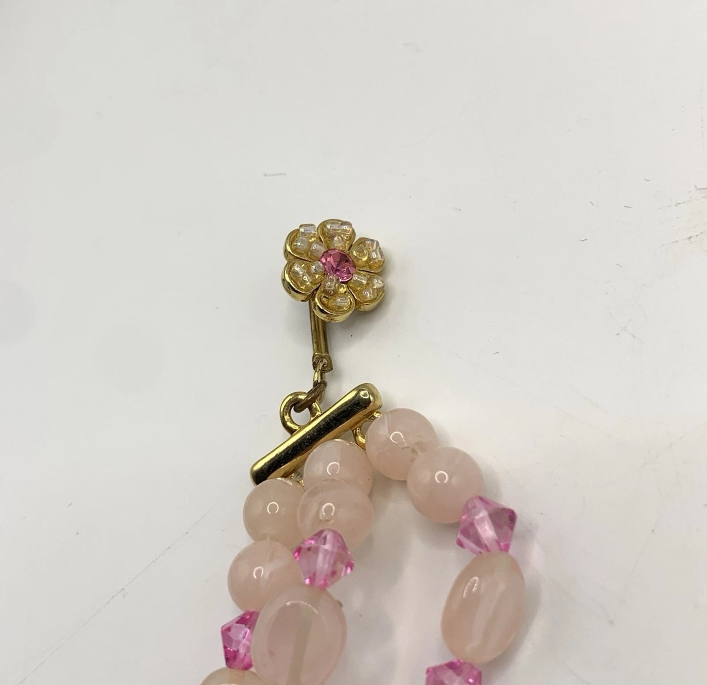 Vintage Unsigned Vendome Rare Pink Flower Haskellique Style 15 Inch Necklace