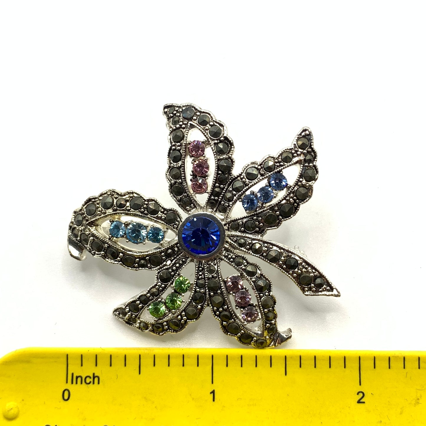 Elegant Multi-Color Crystal Flower Brooch