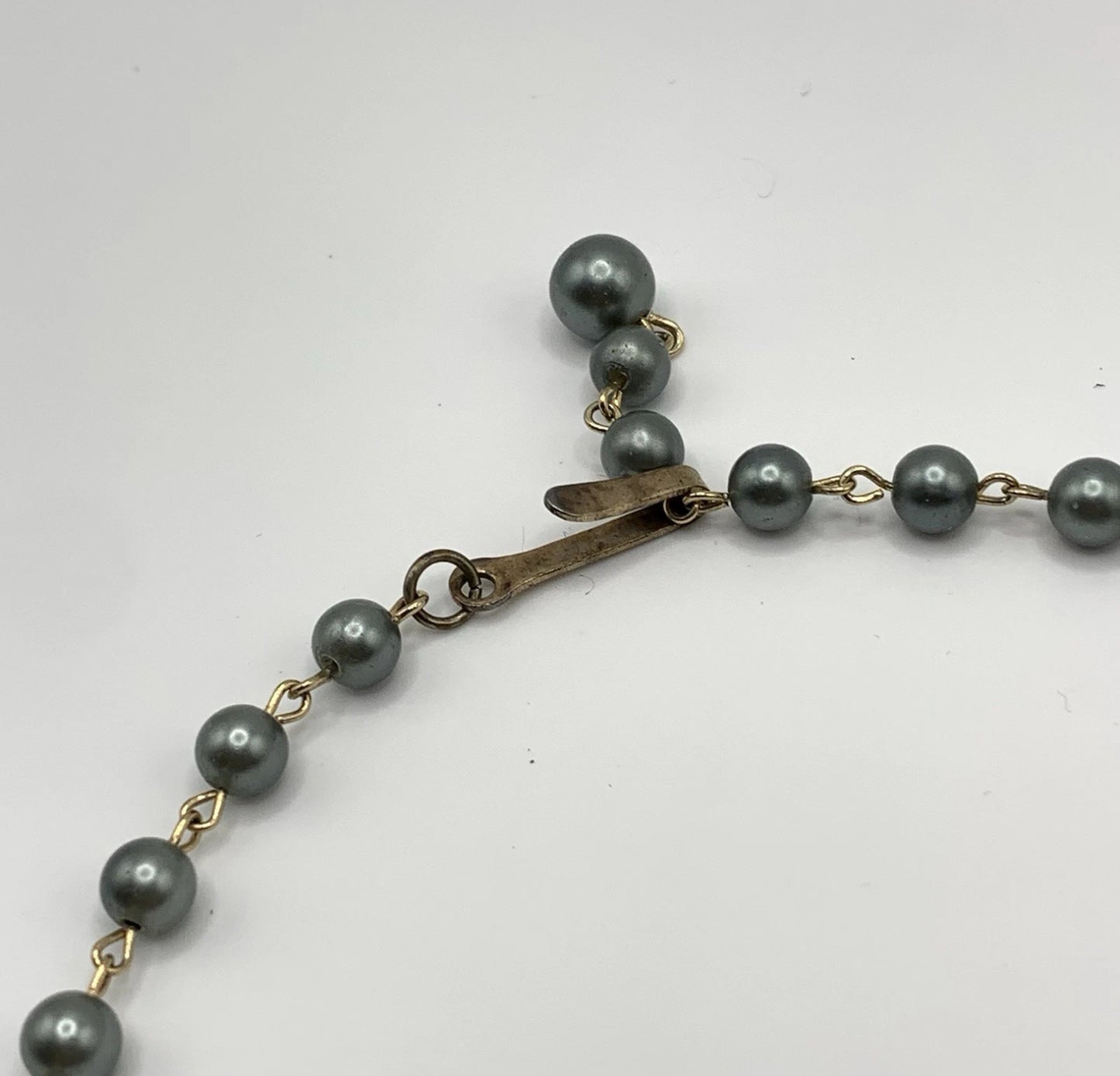 Antique Unique Linked Gray Pearl Flowers Necklace Choker
