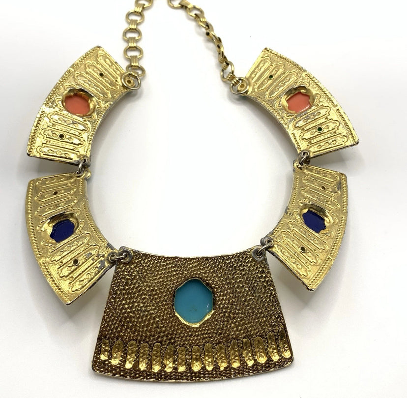 Vintage Juliana D&E Egyptian Revival Cleopatra Collar Necklace Book Piece Runway