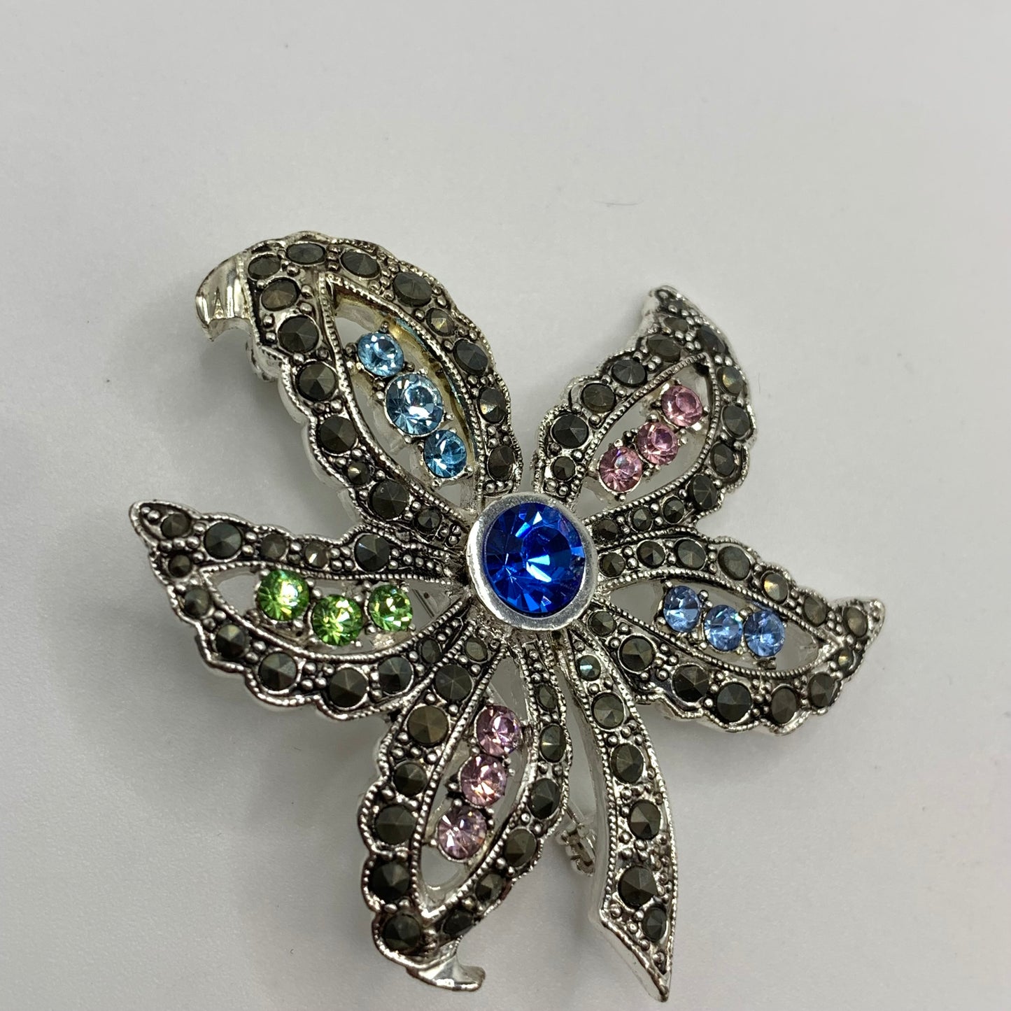 Elegant Multi-Color Crystal Flower Brooch