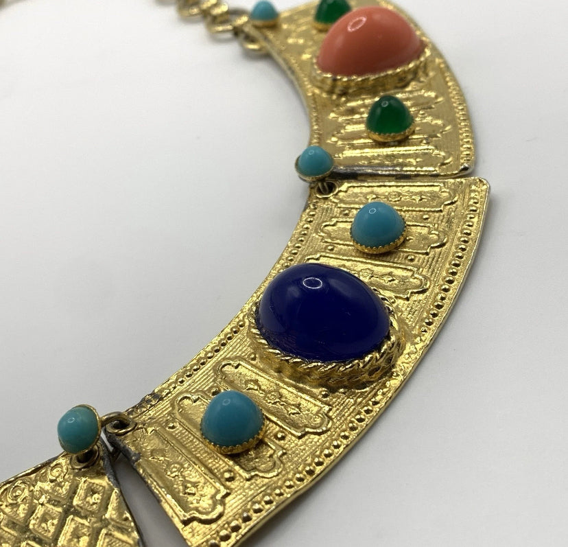 Vintage Juliana D&E Egyptian Revival Cleopatra Collar Necklace Book Piece Runway
