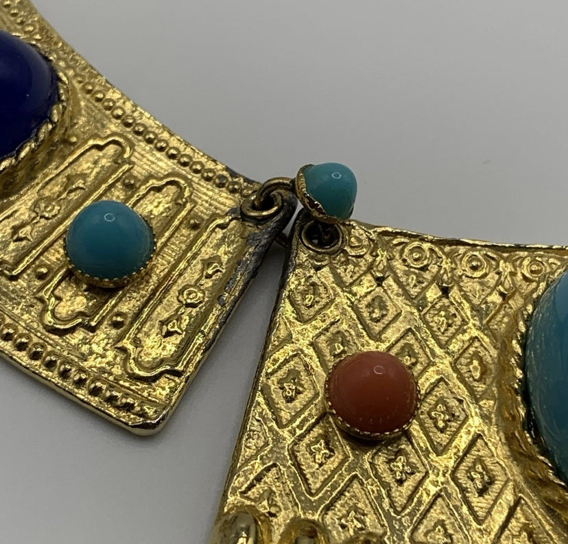 Vintage Juliana D&E Egyptian Revival Cleopatra Collar Necklace Book Piece Runway