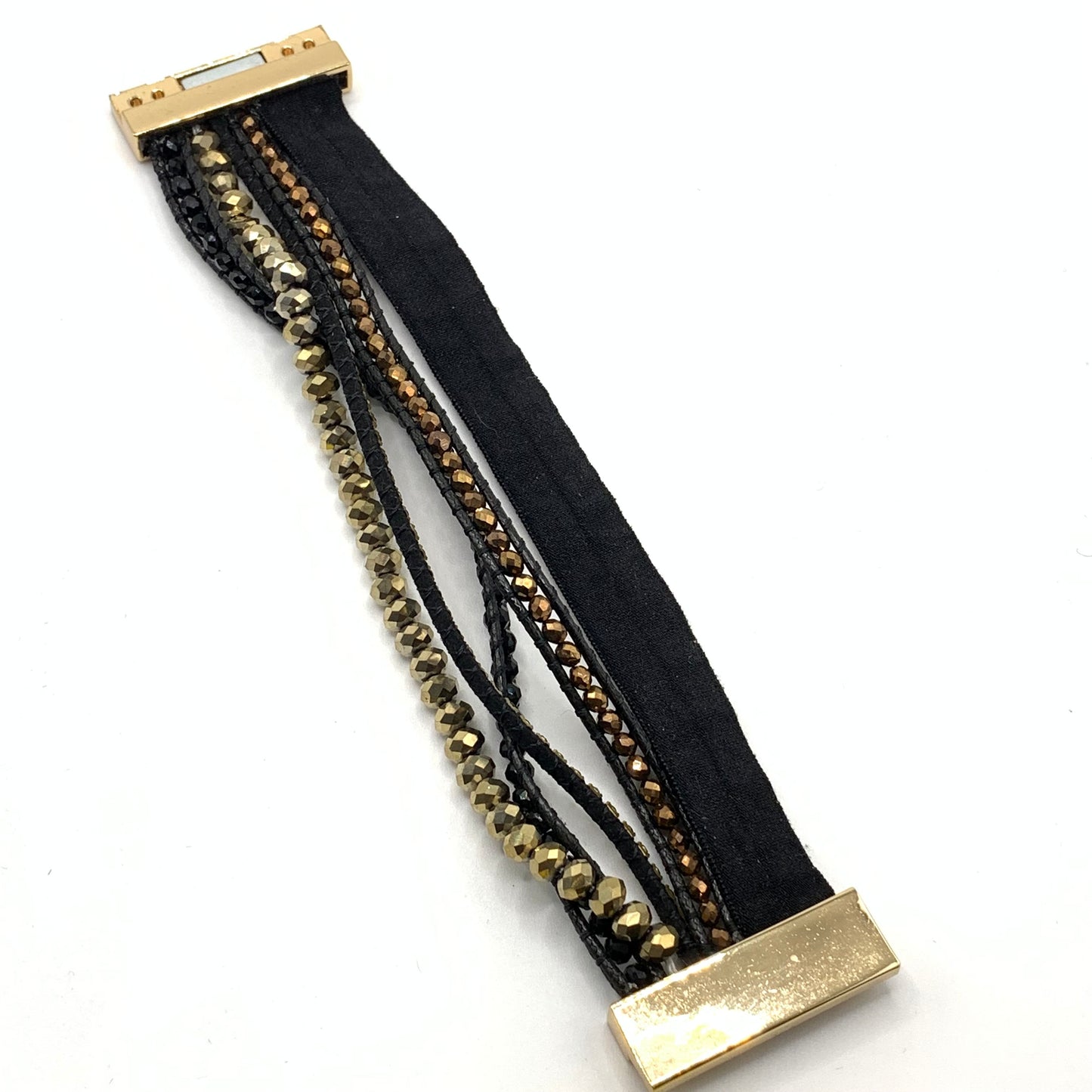 Discontinued Victoria Emerson leather wrap cheetah beaded bracelet 6 Inch