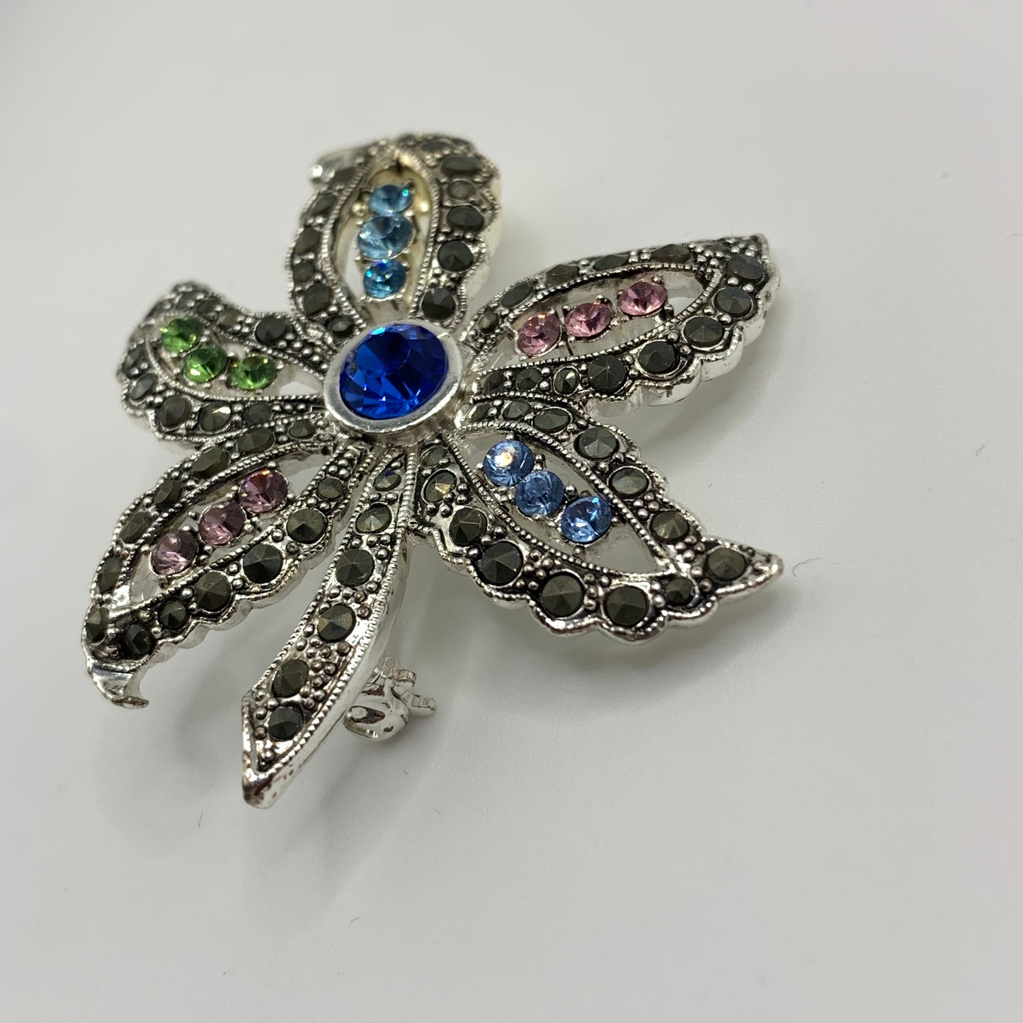 Elegant Multi-Color Crystal Flower Brooch
