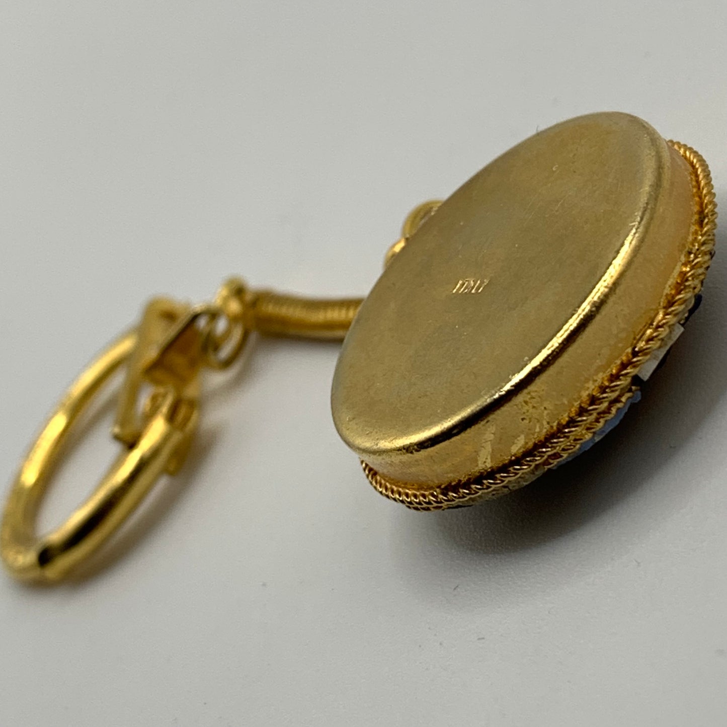Vintage Micromosaic Round GoldTone Keychain – Made in Italy