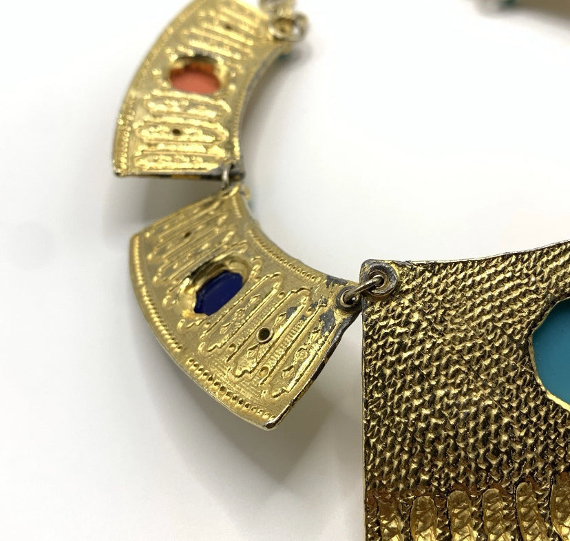 Vintage Juliana D&E Egyptian Revival Cleopatra Collar Necklace Book Piece Runway