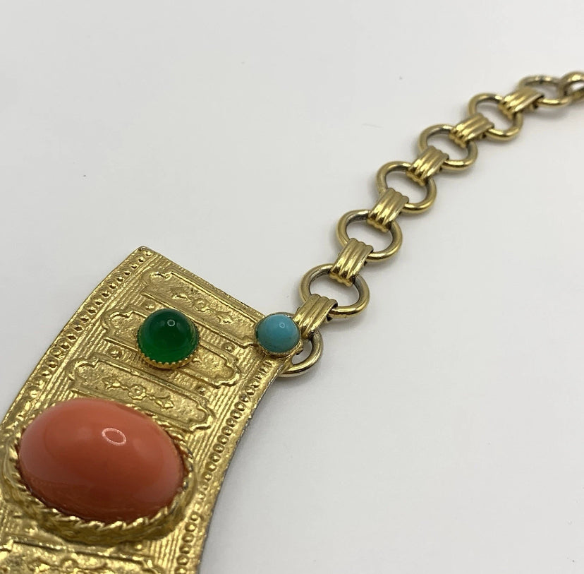 Vintage Juliana D&E Egyptian Revival Cleopatra Collar Necklace Book Piece Runway