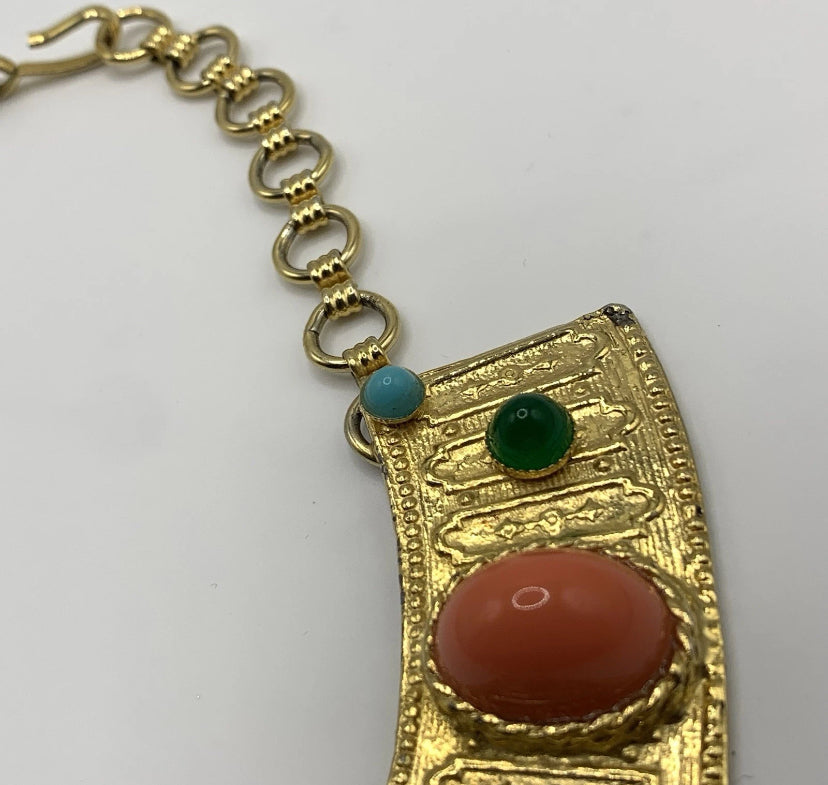 Vintage Juliana D&E Egyptian Revival Cleopatra Collar Necklace Book Piece Runway