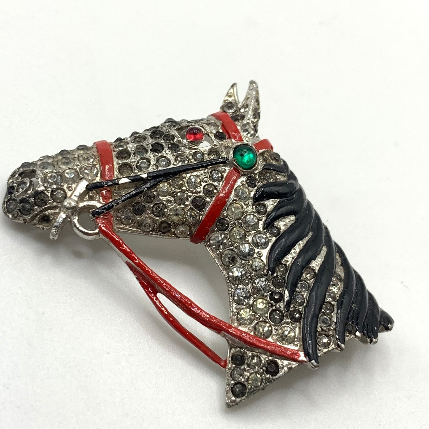 Rare Trifari 'Alfred Philippe' Rhinestone and Enamel Horse Head Pin