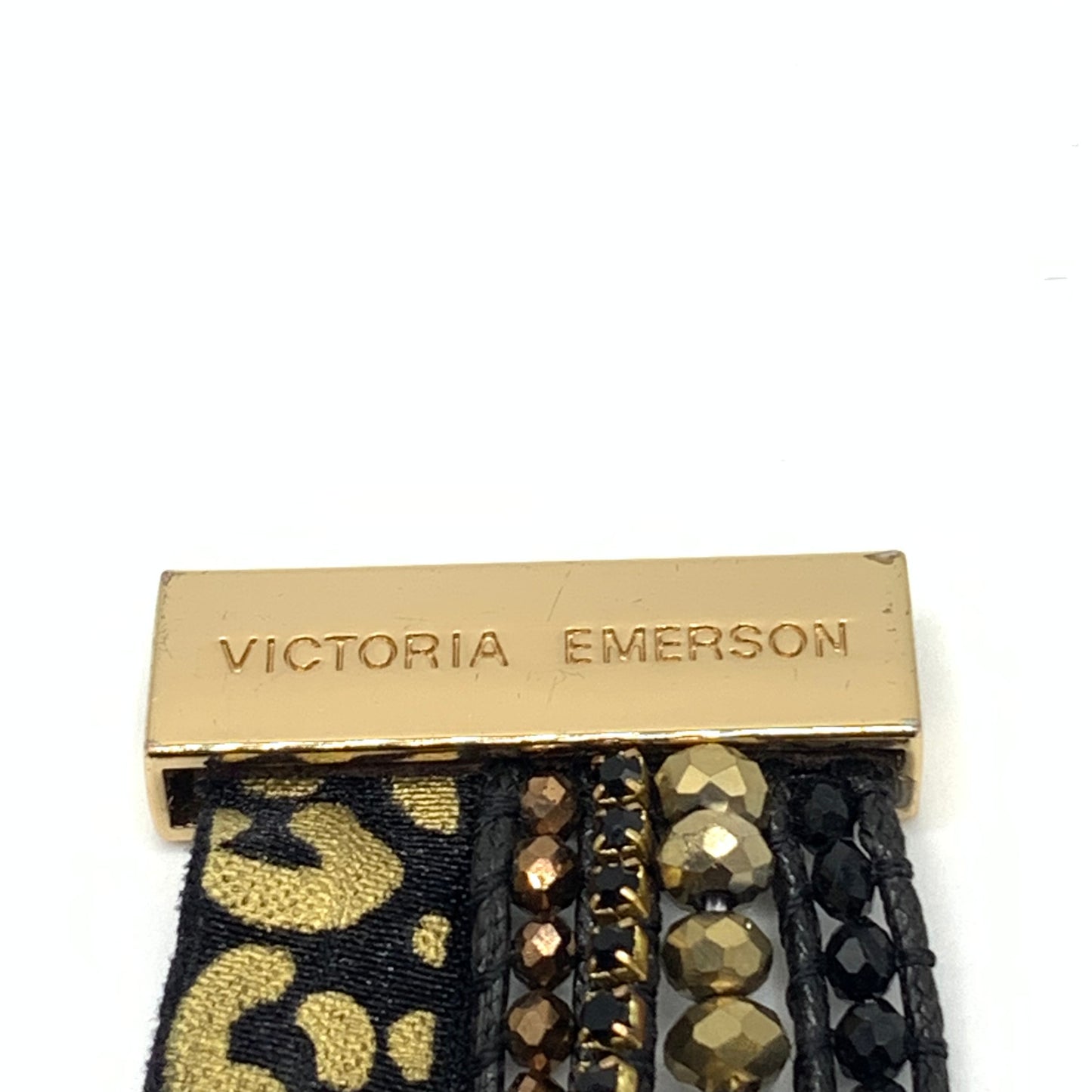 Discontinued Victoria Emerson leather wrap cheetah beaded bracelet 6 Inch