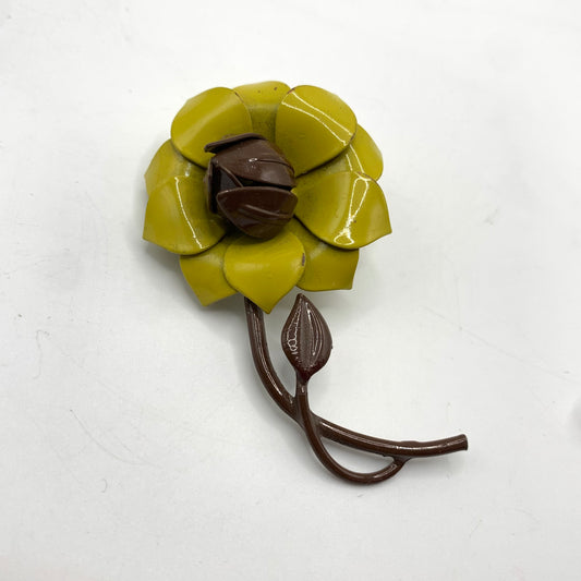 Vintage Unsigned Colorful Enamel Flower Brooch
