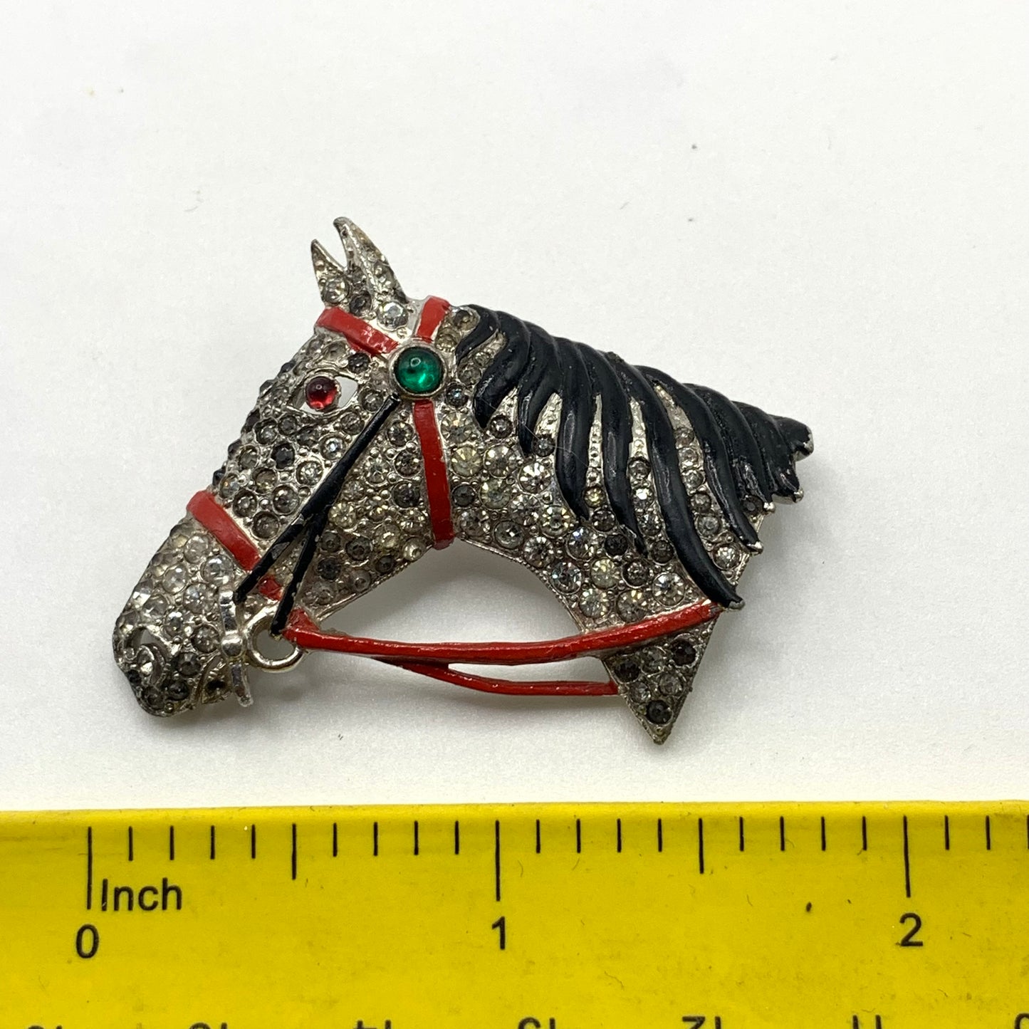 Rare Trifari 'Alfred Philippe' Rhinestone and Enamel Horse Head Pin