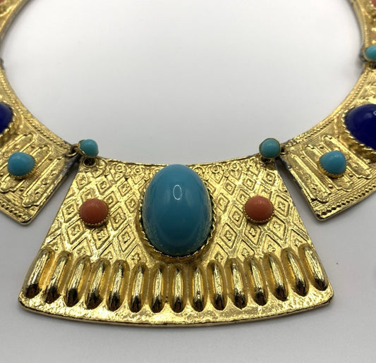 Vintage Juliana D&E Egyptian Revival Cleopatra Collar Necklace Book Piece Runway